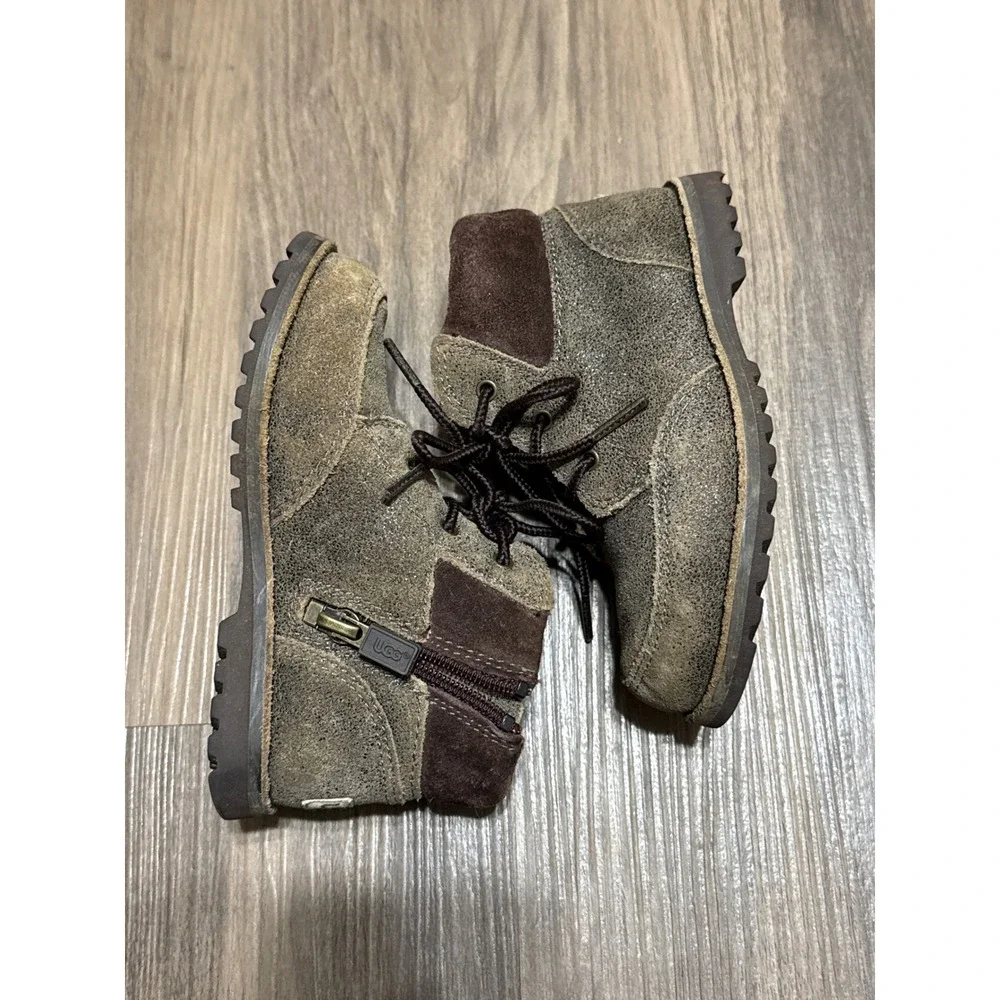 Ugg Neumel Desert‎ lil Boot - Kids Size 9 Leather Lace Up Zipper Brown Outdoor